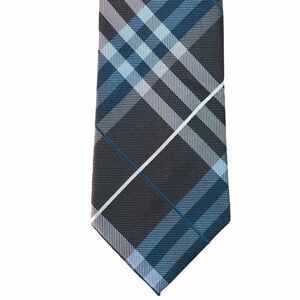 Plaid Men’s Silk Tie Blue Gray Beene